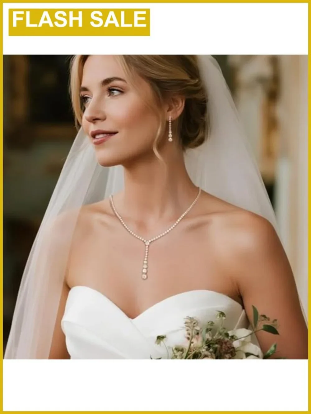 Moissanite Y Lariat Necklace 925 Sterling Silver 18K White Gold Plated